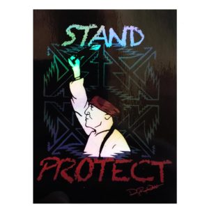 Stand Protect Holographic Vinyl Sticker
